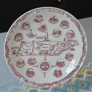 Map of Tennessee Vintage Plate by Vernon Kilns